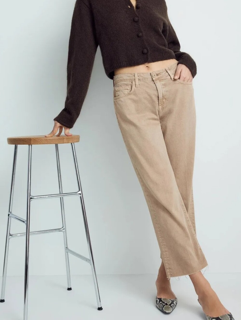 L'AGENCE HIGH RISE CROPPED WIDE LEG JEANS SIZE 28 MSRP $275